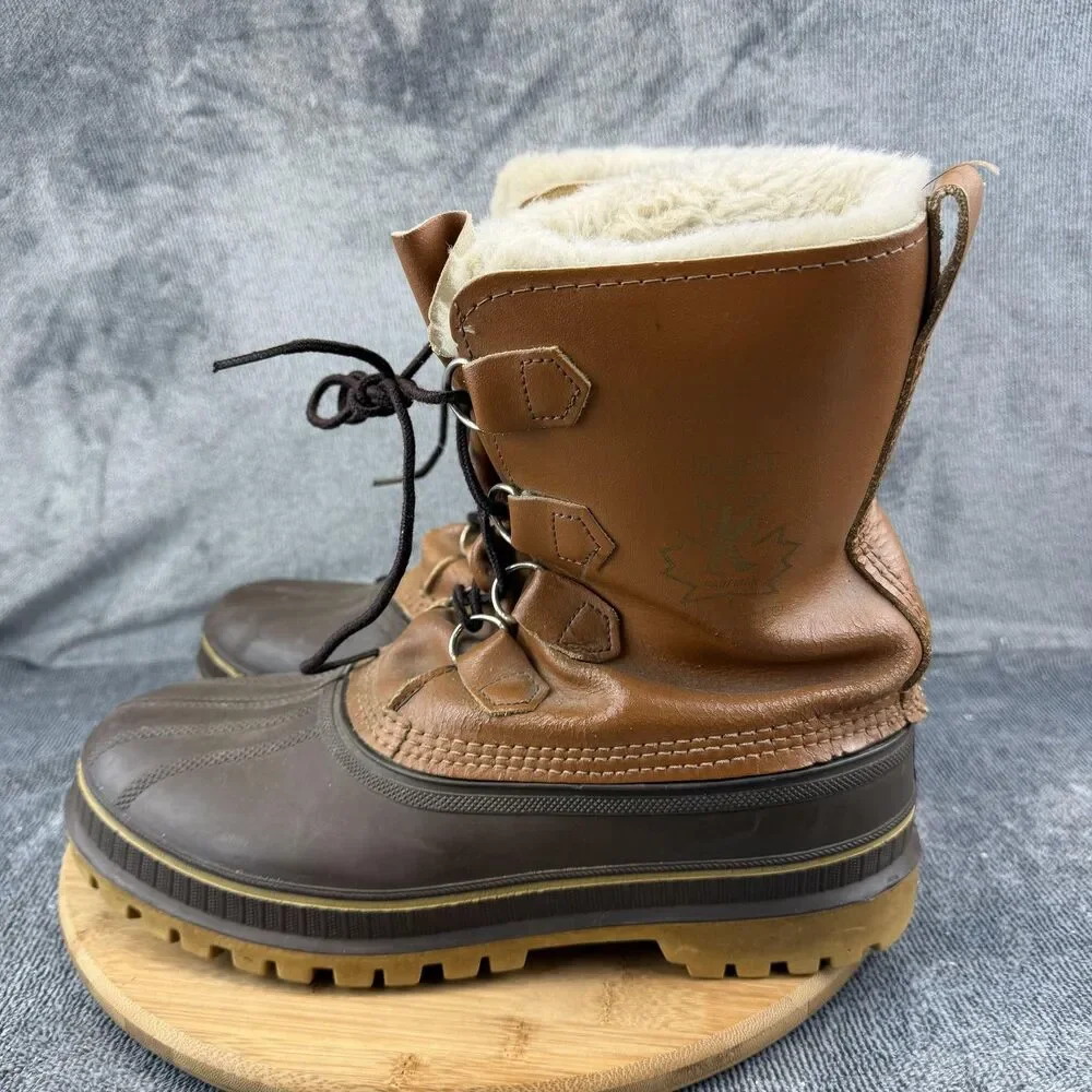 Vintage Sorel Scout Boots Mens Size 9 Brown Leather Waterproof Insulated Canada
